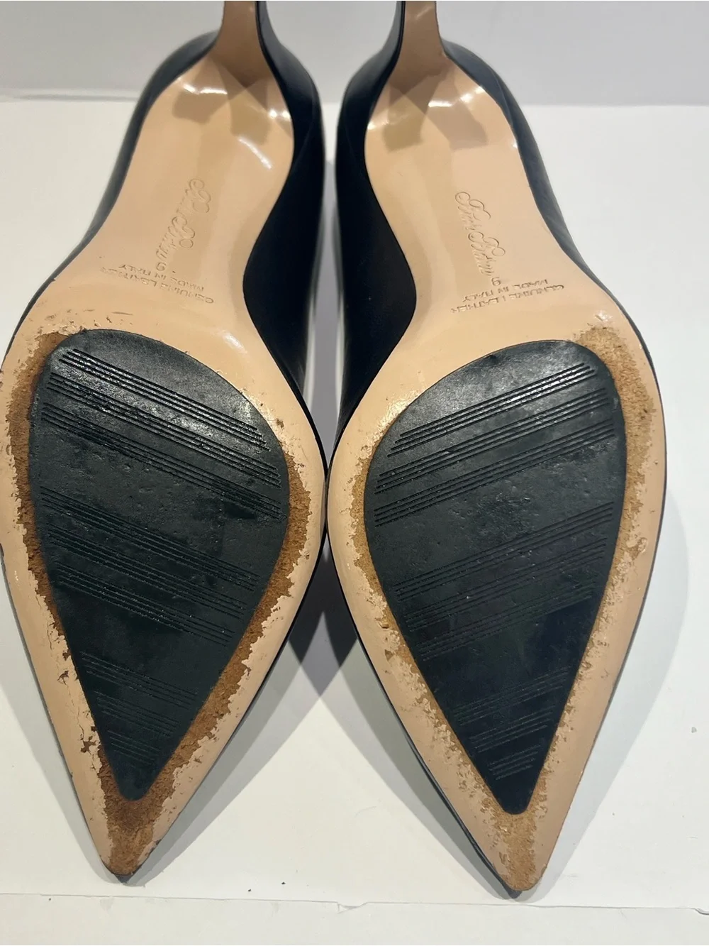 Brooks Brothers Black Leather Pointed-Toe Pumps